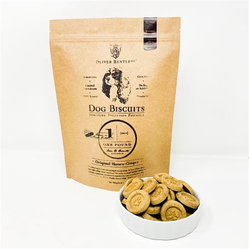 Ollie B. Biscuits - 1 Pound Bag of Sensitive Digestion Formula Dog Treats, Honey-Ginger Flavor