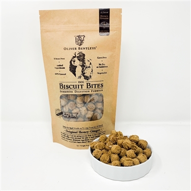 Ollie B. Biscuit Bites - Half Pound Bag of Sensitive Digestion Formula Dog Treats, Honey-Ginger Flavor